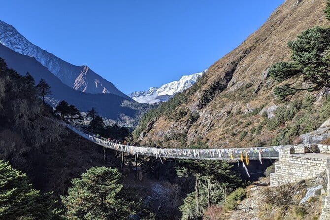 Everest Base Camp Trek | Deluxe Lodges | Both Way Helicopter Ride - Hillary Bridge, Monjo, and the first view of Everest at Namche