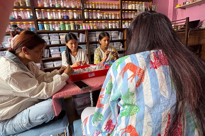 Handmade Jewellery Workshop with Nepali Women - The welcome, drink, and first look at the materials