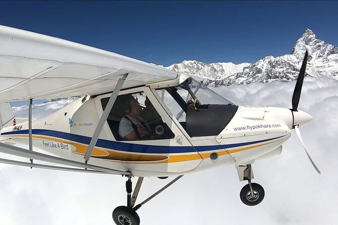 Himalayas Ultra Light Aircraft flight - Taking off above Pokhara Valley