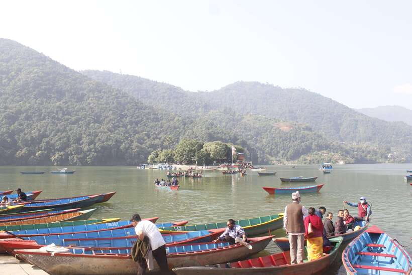 Pokhara: Full-Day Sharing Bus Tour on 7 Iconic Destination - World Peace Stupa above Fewa Lake