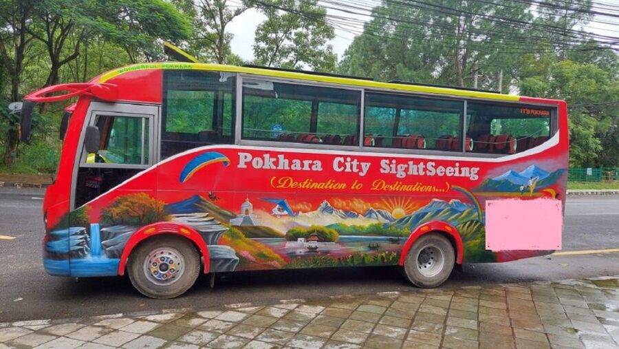 Pokhara: Pokhara Highlights Tour by Bus - The World Peace Pagoda looks across Pokhara